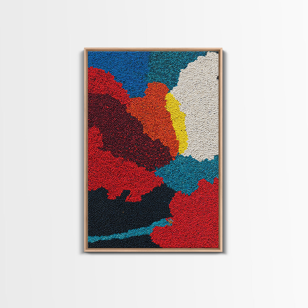 Vibrant Beaded Abstract Landscape Wall Art, African Inspired Color Field Canvas Decor, Modern Boho Nature Art Print Gift
