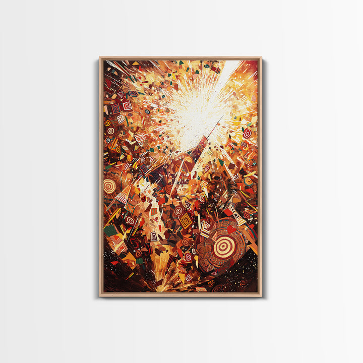 Explosive African Celebration Abstract Wall Art, Colorful Ankara Patterns, Afrocentric Decor, Vibrant Cultural Canvas Print