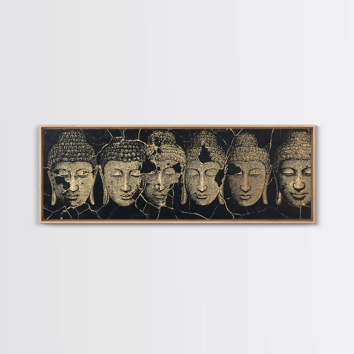Serene Gold African Mask Wall Art, Tribal Face Portraits, Black Gold Canvas Print, Cultural Home Decor, Elegant Black Art