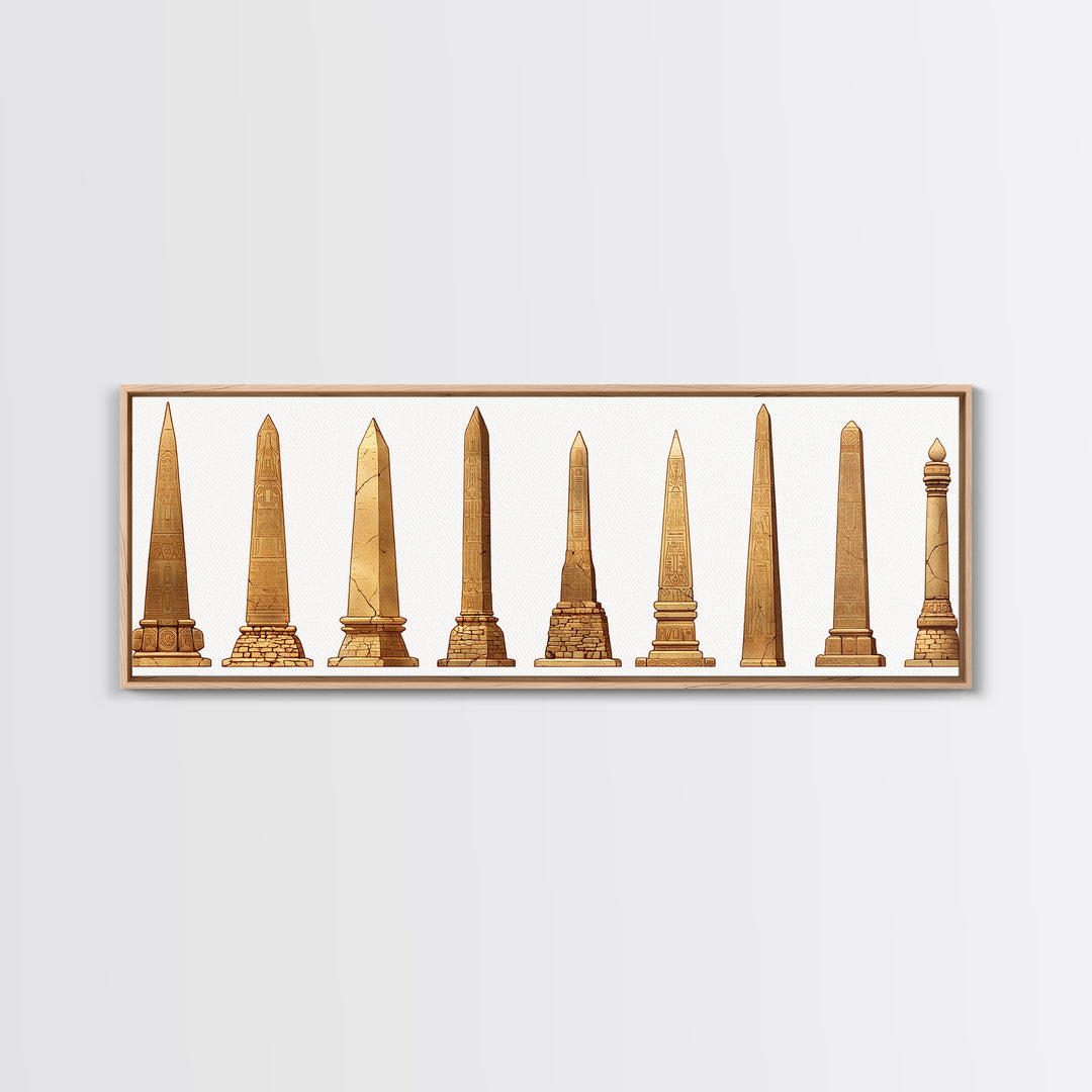 Egyptian Obelisk Collection Wall Art, Ancient African Art, Minimalist Canvas Print, Neutral Museum Gallery Home Decor Gift