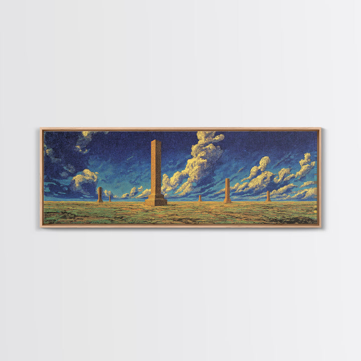 Desert Obelisk Under Starry Blue Sky Canvas Print, African Wall Art, Ancient African Art, Mystical Wall Decor, Digital Art
