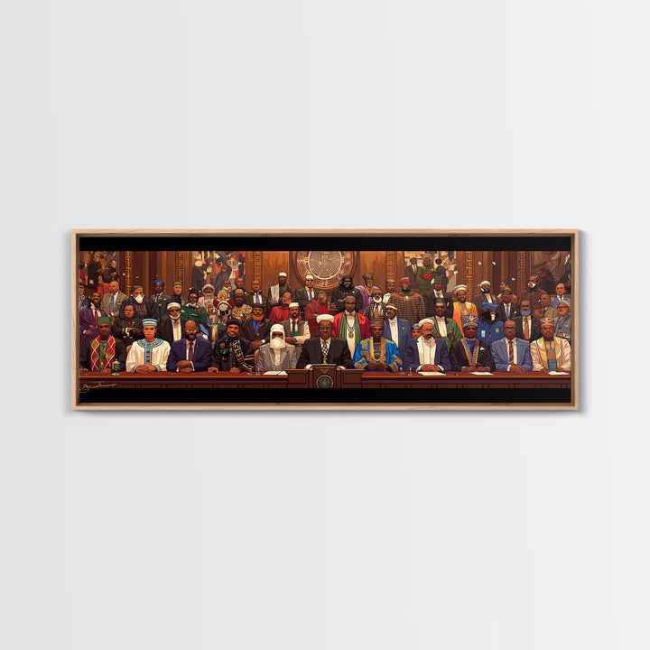 Pan African Assembly Of Leaders Wall Art, African American Art, Black Culture Art, Cultural Wall Decor, Juneteenth Art Gift
