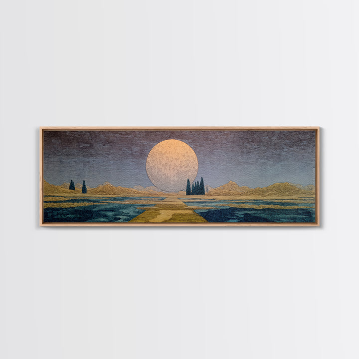 Surreal Moonrise Over Water Path Wall Art, African Landscape, Dreamy Wall Art, Minimalist Decor, Modern Canvas Art, Gift For Her