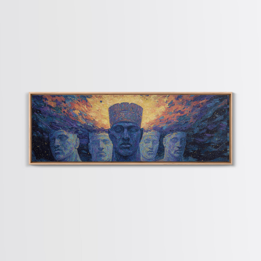 Cosmic Ancestral African Faces Canvas Print, African Portrait, Black African Art, Spiritual Wall Art, Afrocentric Home Decor