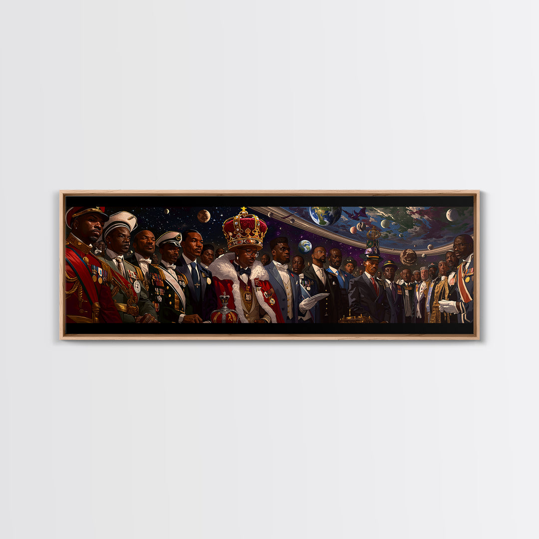 Regal African Emperor And Statesmen Framed Canvas Print, Black History Art, Military Portrait, Modern Afrocentric Decor Gift