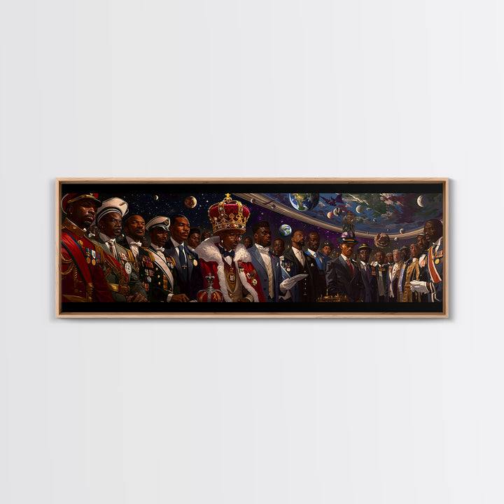 Regal African Emperor And Statesmen Framed Canvas Print, Black History Art, Military Portrait, Modern Afrocentric Decor Gift