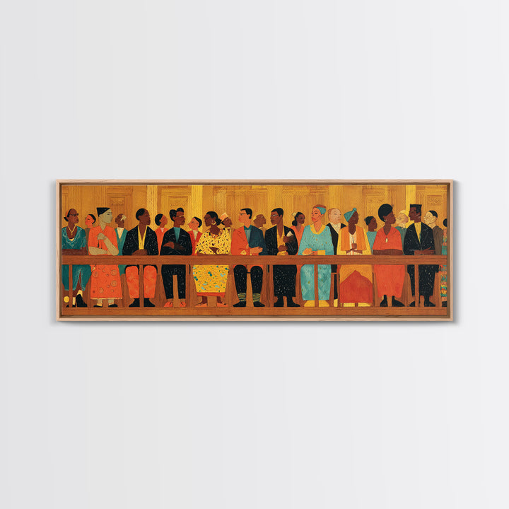 Elegant African Community Gathering Wall Art, Black Culture Canvas Print, Afrocentric Decor, Juneteenth Home Decor Meaningful Gift