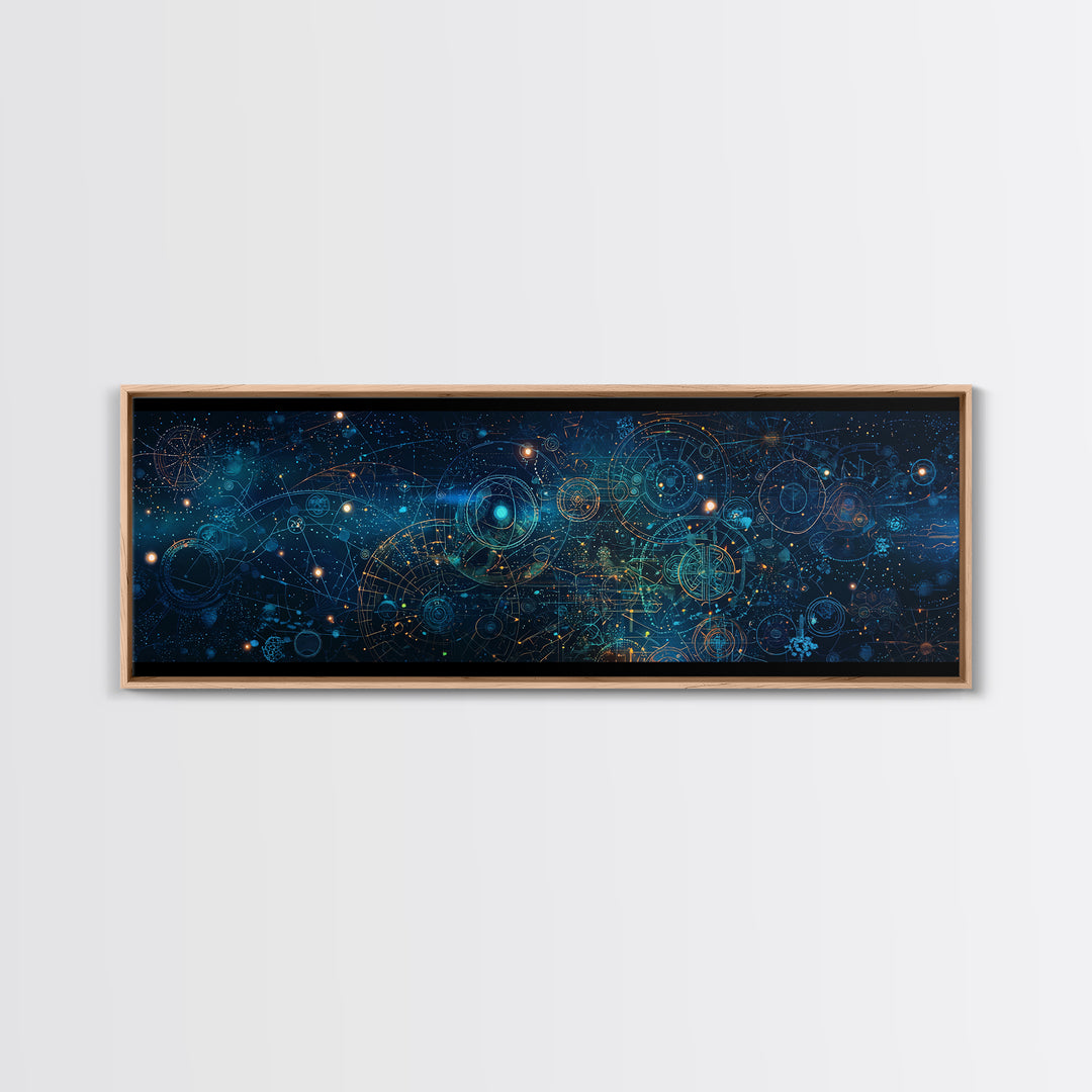 Blue Cosmic Star Map Canvas Print, Abstract Wall Art, Modern Office Decor, Digital Art Inspired Space Home Decor, Housewarming Gift