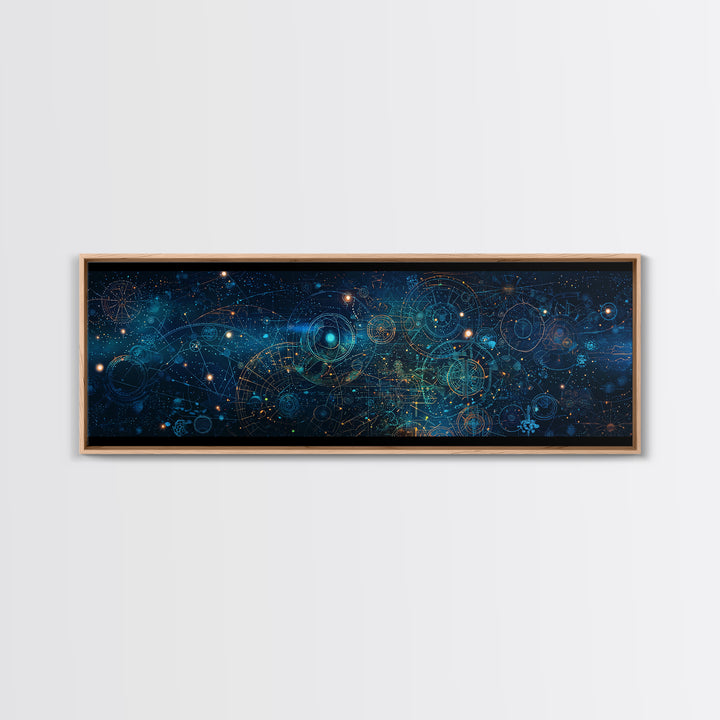 Blue Cosmic Star Map Canvas Print, Abstract Wall Art, Modern Office Decor, Digital Art Inspired Space Home Decor, Housewarming Gift