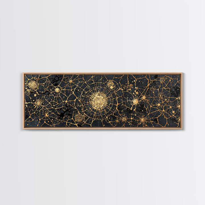 Gold Neural Network Abstract Wall Art, Black And Gold Canvas Print, Modern Office Decor, Geometric Statement Home Decor Gift