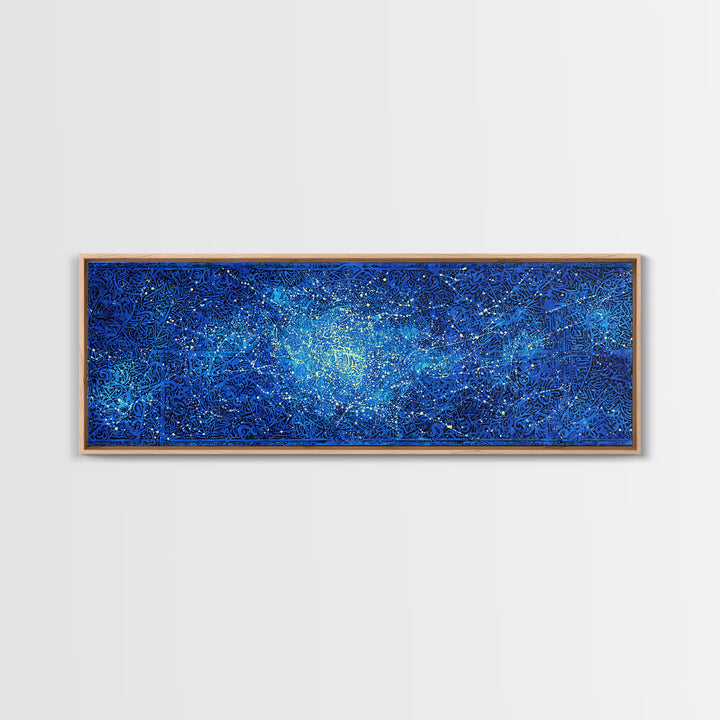 Blue Cosmic Starfield Abstract Wall Art, Modern Galaxy Canvas Decor, Dreamy Large Wall Art Prints, Teal Celestial Home Decor