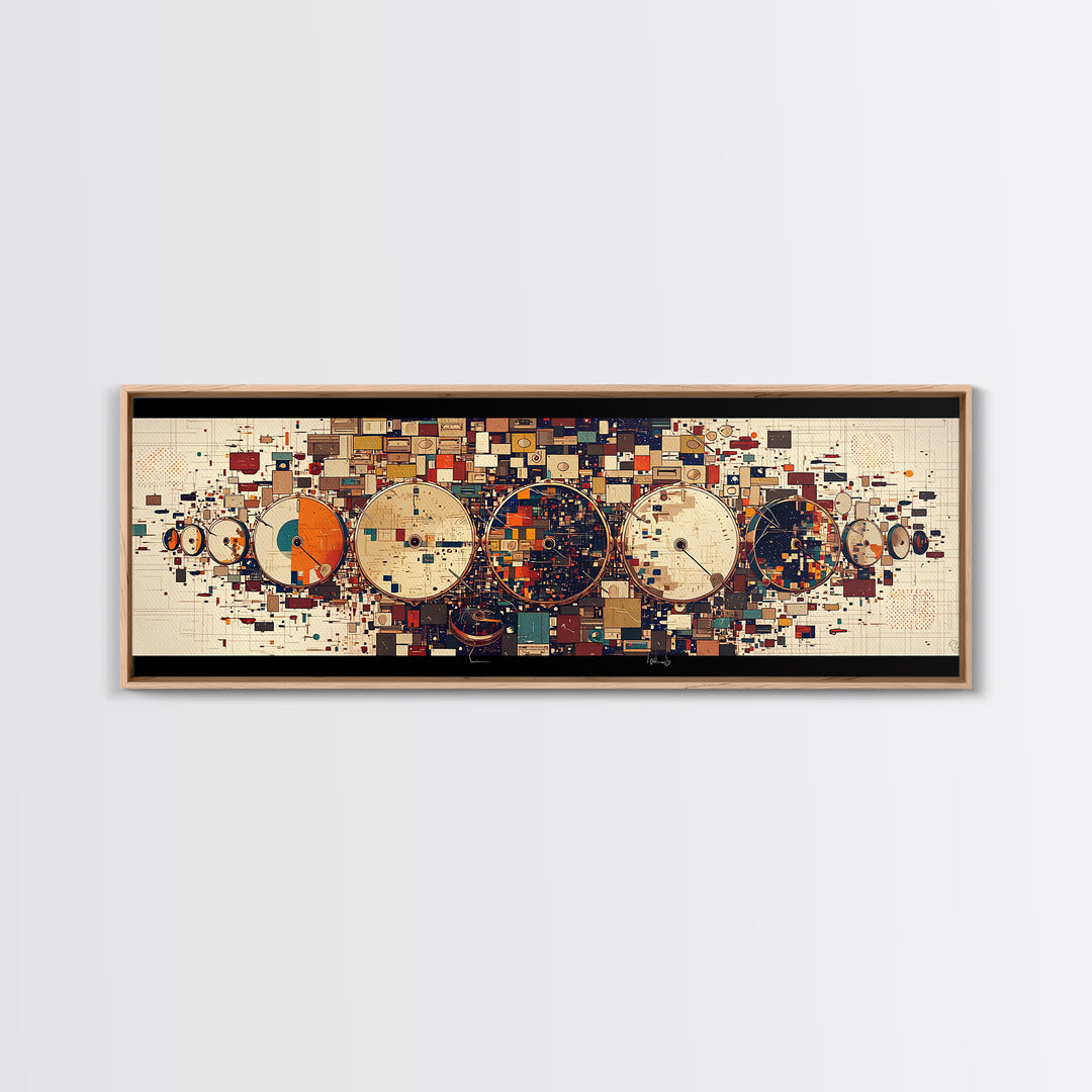 Geometric Orbit Circles In Navy Orange And Cream Wall Art, Abstract Canvas Print, Modern Office Decor, Statement Wall Decor