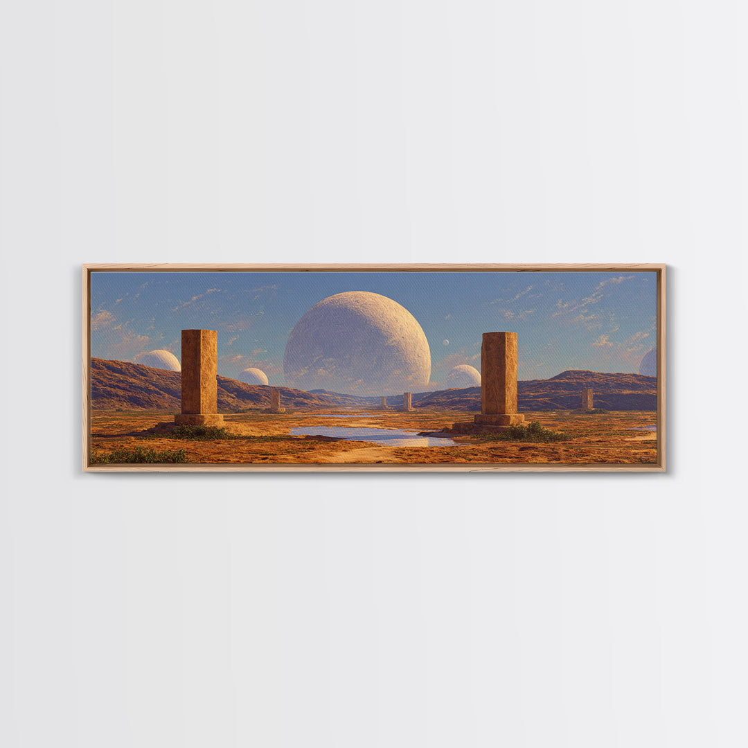 Desert Monolith Planet Canvas Print, Surreal Landscape Wall Art, Modern Canvas Art, Large Decor Art, Living Room Decor Gift
