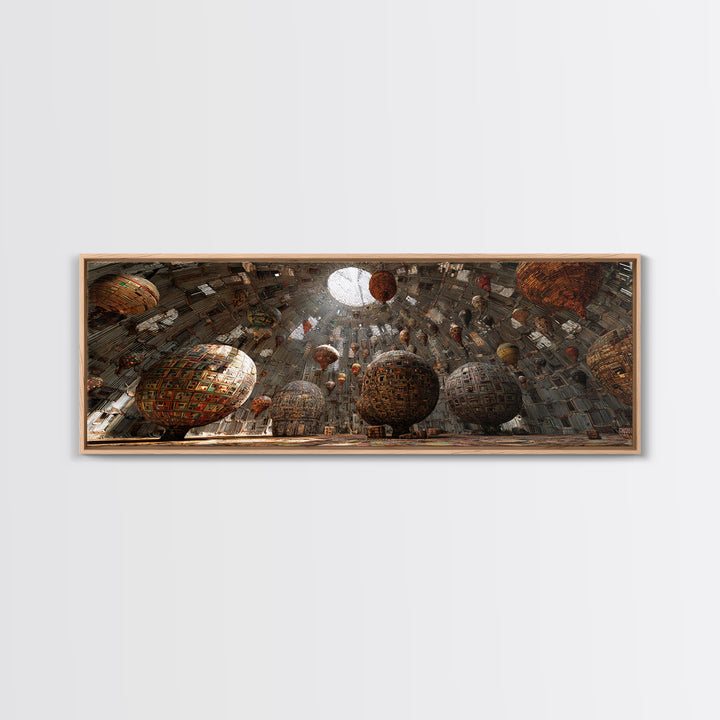 Floating Tribal Spheres Cave Wall Art, Afrofuturism Decor, African Abstract Art Print, Statement Gallery Living Room Decor