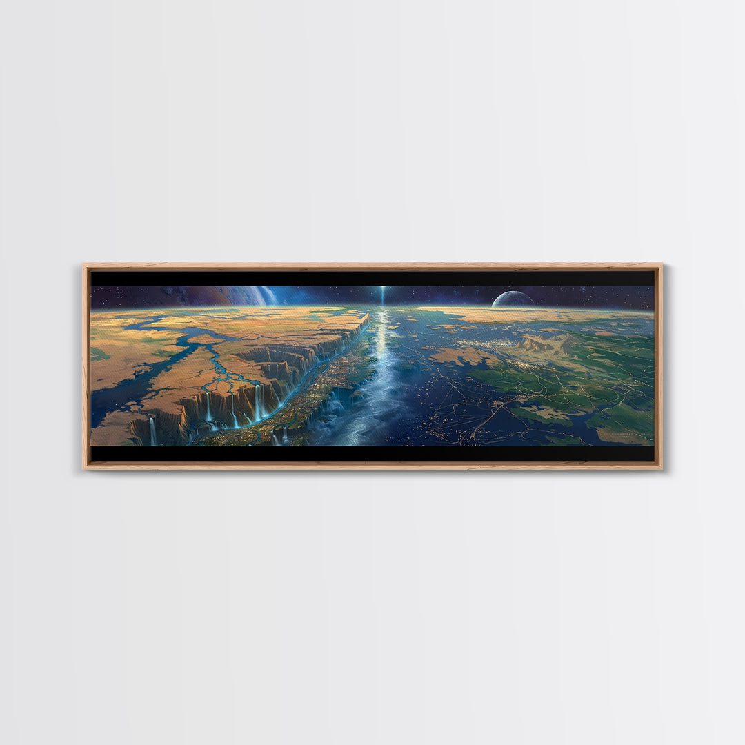 Futuristic African Continent Horizon Canvas Print, Afrofuturism Decor, Large Wall Art, Modern Landscape For Office Living Room Decor