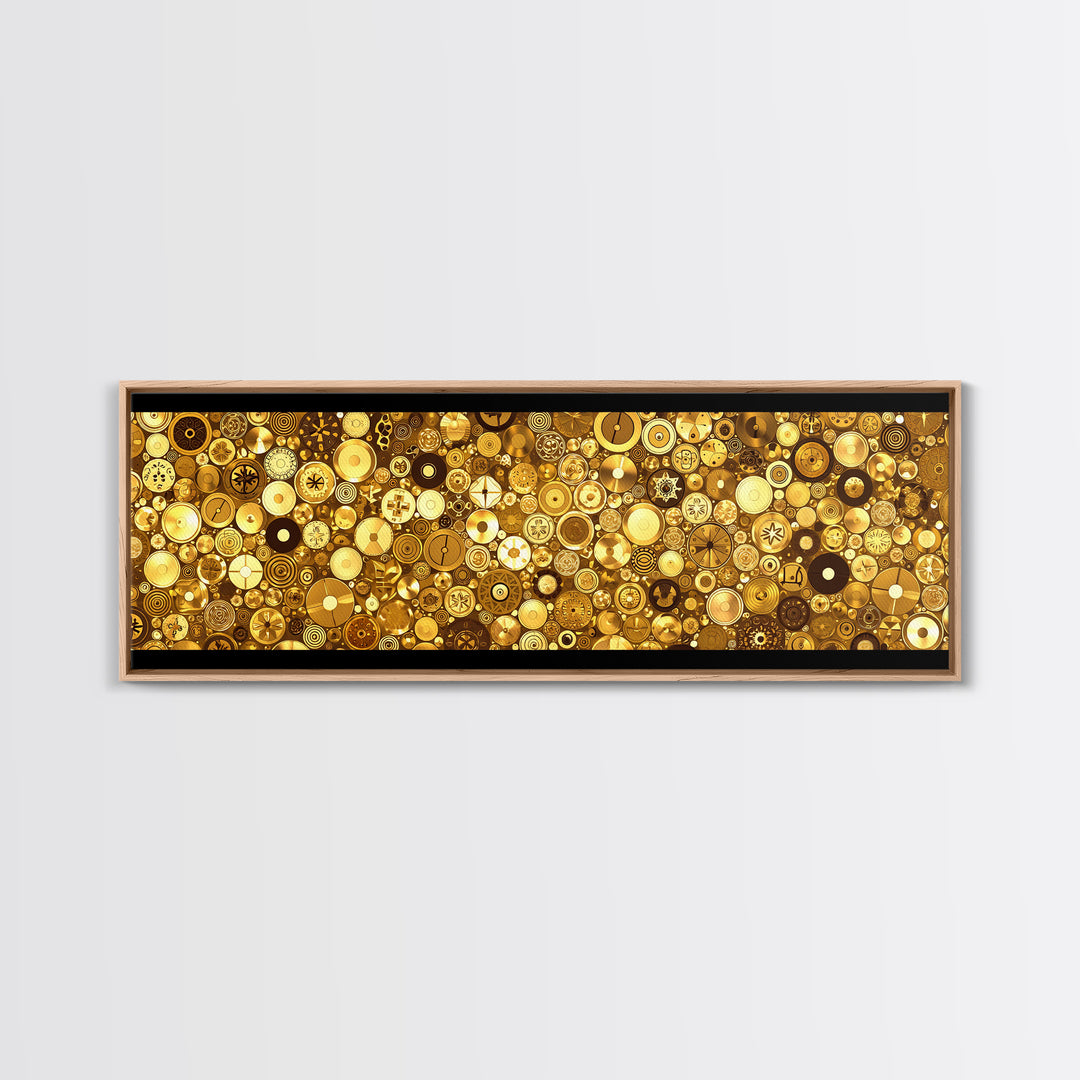 Gold Coin Mosaic Circles Wall Art African Abstract Art Print Luxury Canvas Decor Modern Geometric Wall Decor For Elegant Home