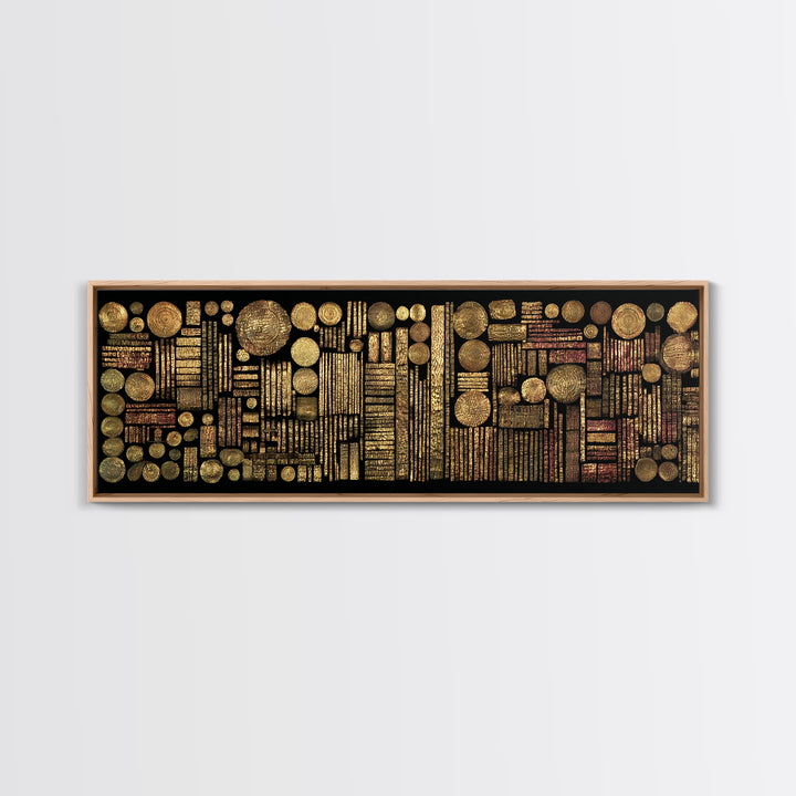 Gold Tribal Geometry And Circle Grid Wall Art Abstract African Art Luxury Canvas Decor Modern Ethnic Wall Decor For Living Room