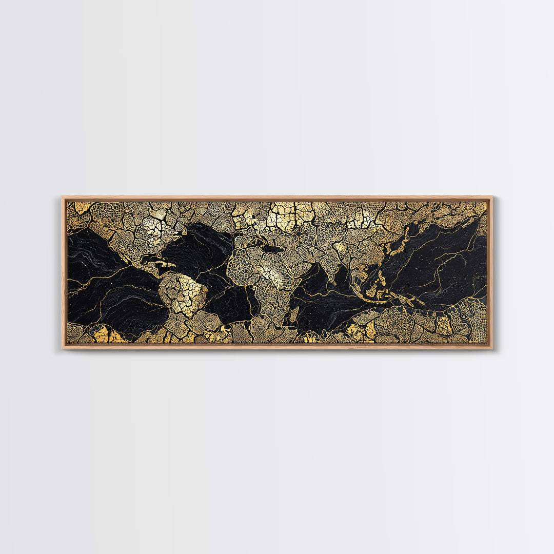 Black And Gold Africa World Map Canvas Print, African Wall Art, Luxury Office Decor, Travel Poster, Modern Home Decor Gift