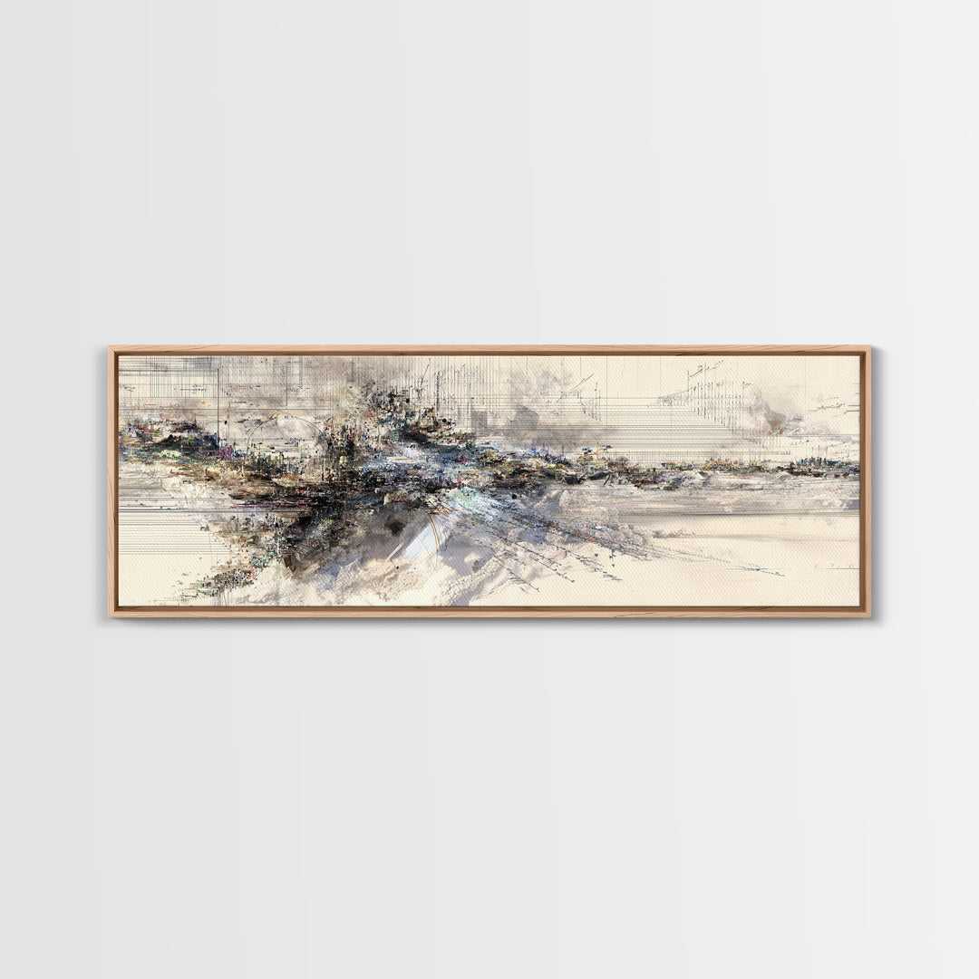 Neutral Ink Architectural Abstract Wall Art, Modern Canvas Art, Beige Wall Art, Office Decor, Contemporary Gallery Print