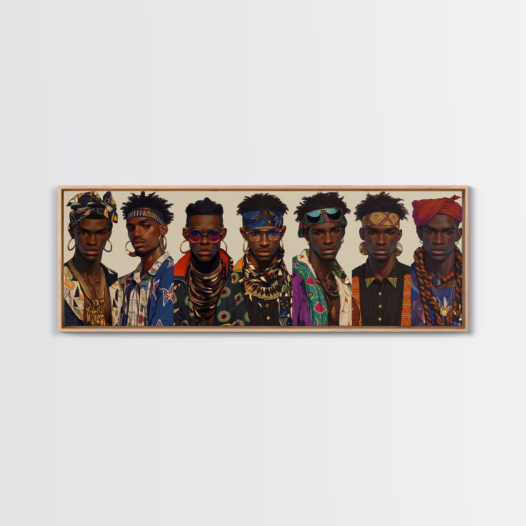 Stylish African Men Fashion Wall Art, Afrocentric Portrait Gallery, Modern Black Culture Decor, Tribal Jewelry Canvas Print