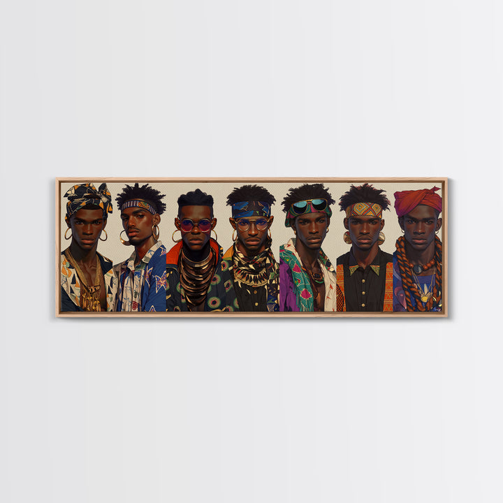 Stylish African Men Fashion Wall Art, Afrocentric Portrait Gallery, Modern Black Culture Decor, Tribal Jewelry Canvas Print