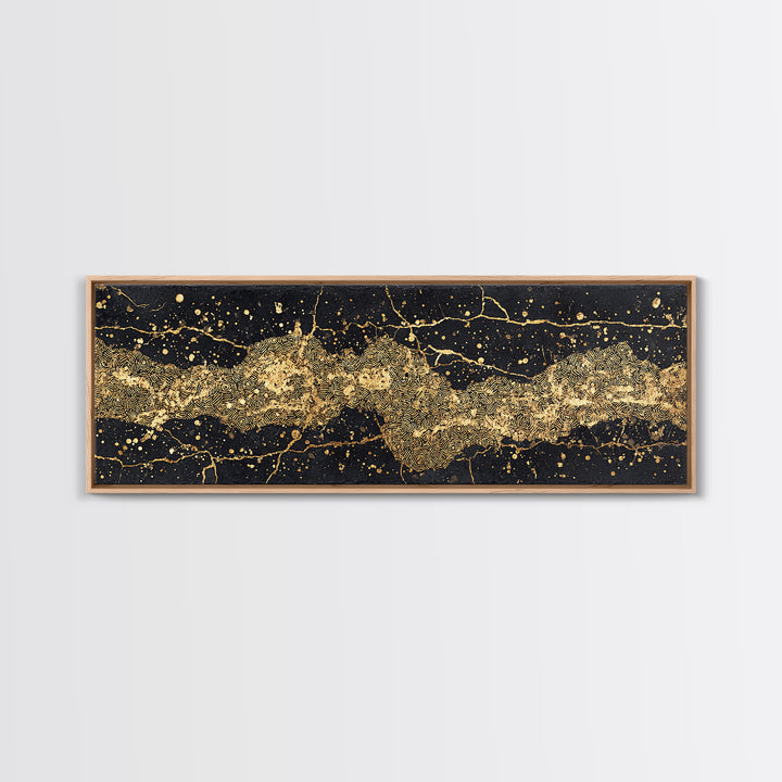 Black And Gold Abstract African Art Canvas Print, Luxury Modern Wall Decor, Textured Map Inspired Statement Home Decor Gift