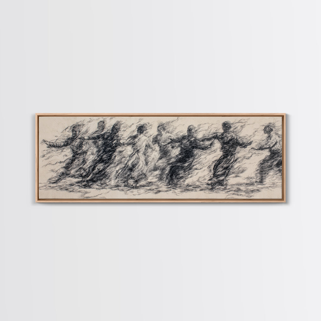 Smoky Charcoal Figures In Motion Wall Art, Abstract African Art Print, Minimalist Black Decor, Contemporary Gallery Piece