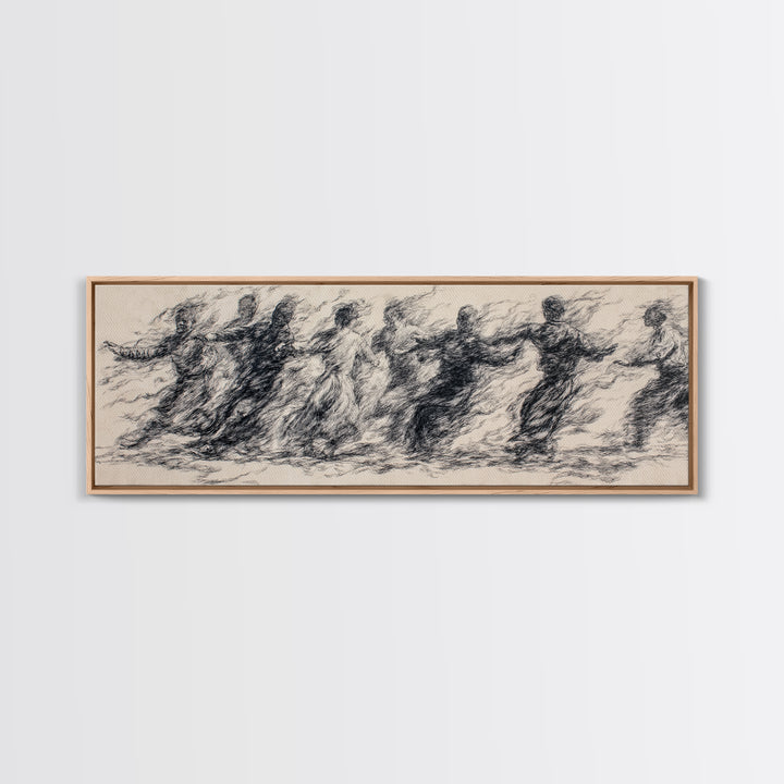 Smoky Charcoal Figures In Motion Wall Art, Abstract African Art Print, Minimalist Black Decor, Contemporary Gallery Piece