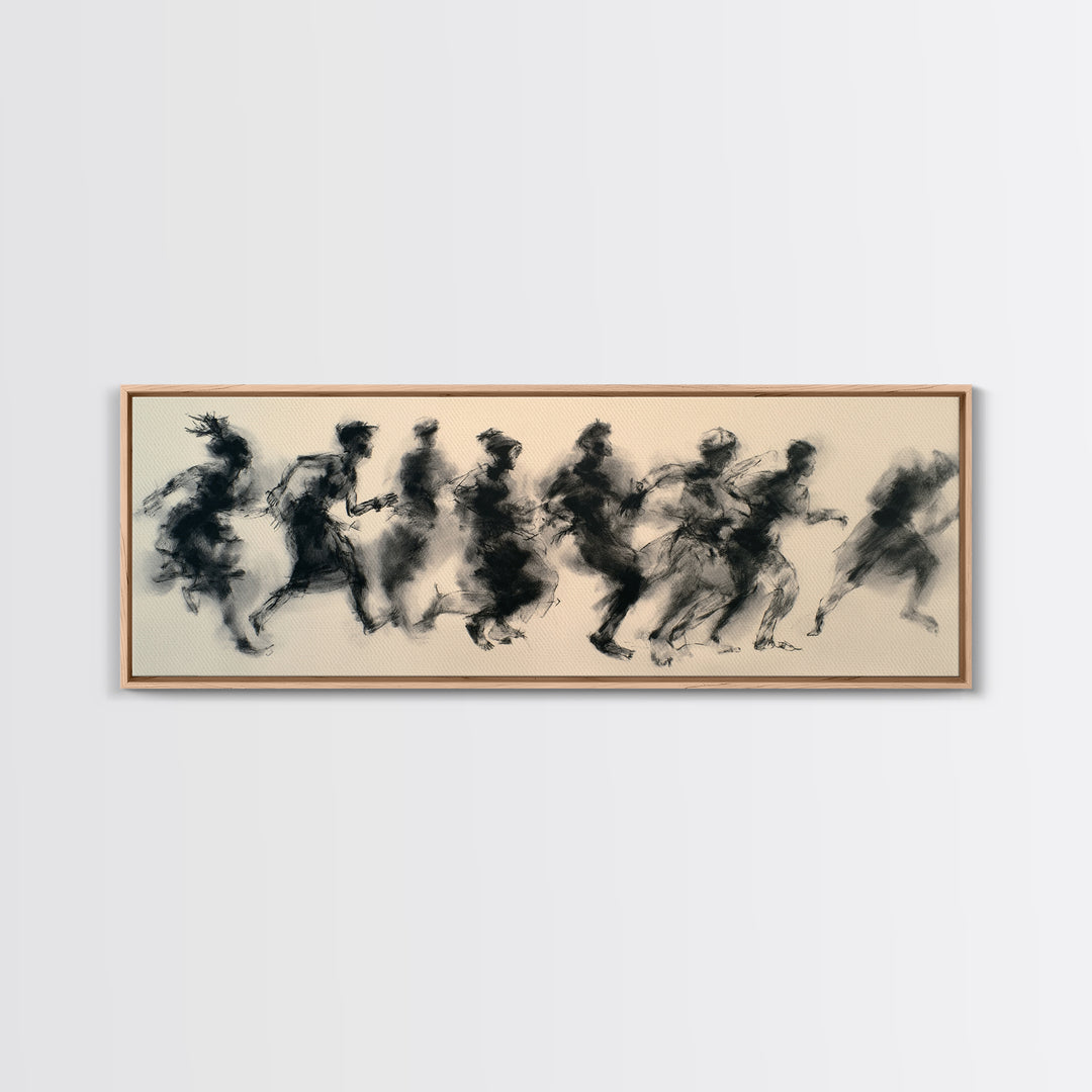 Running Silhouette Charcoal Study Wall Art, African Warrior Art, Abstract Black Art Print, Modern Office Decor, Statement Piece