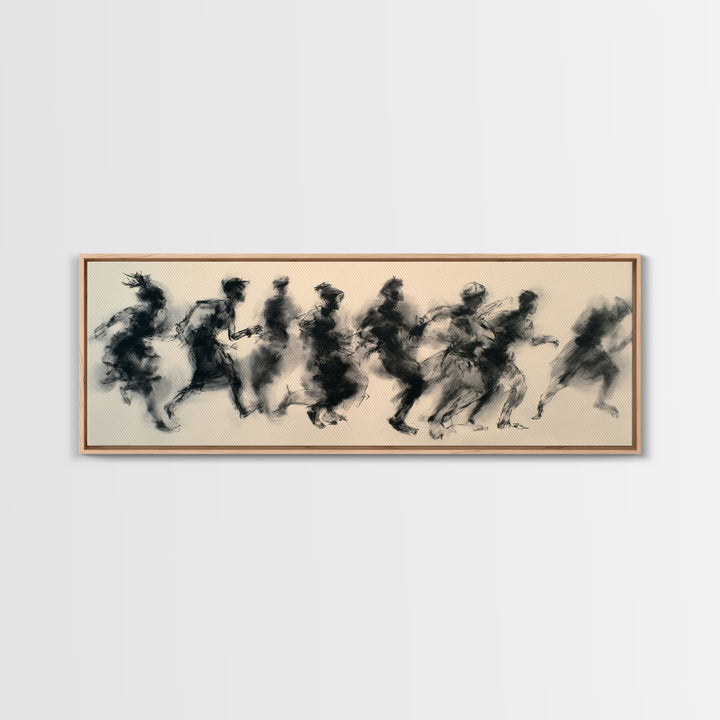 Running Silhouette Charcoal Study Wall Art, African Warrior Art, Abstract Black Art Print, Modern Office Decor, Statement Piece