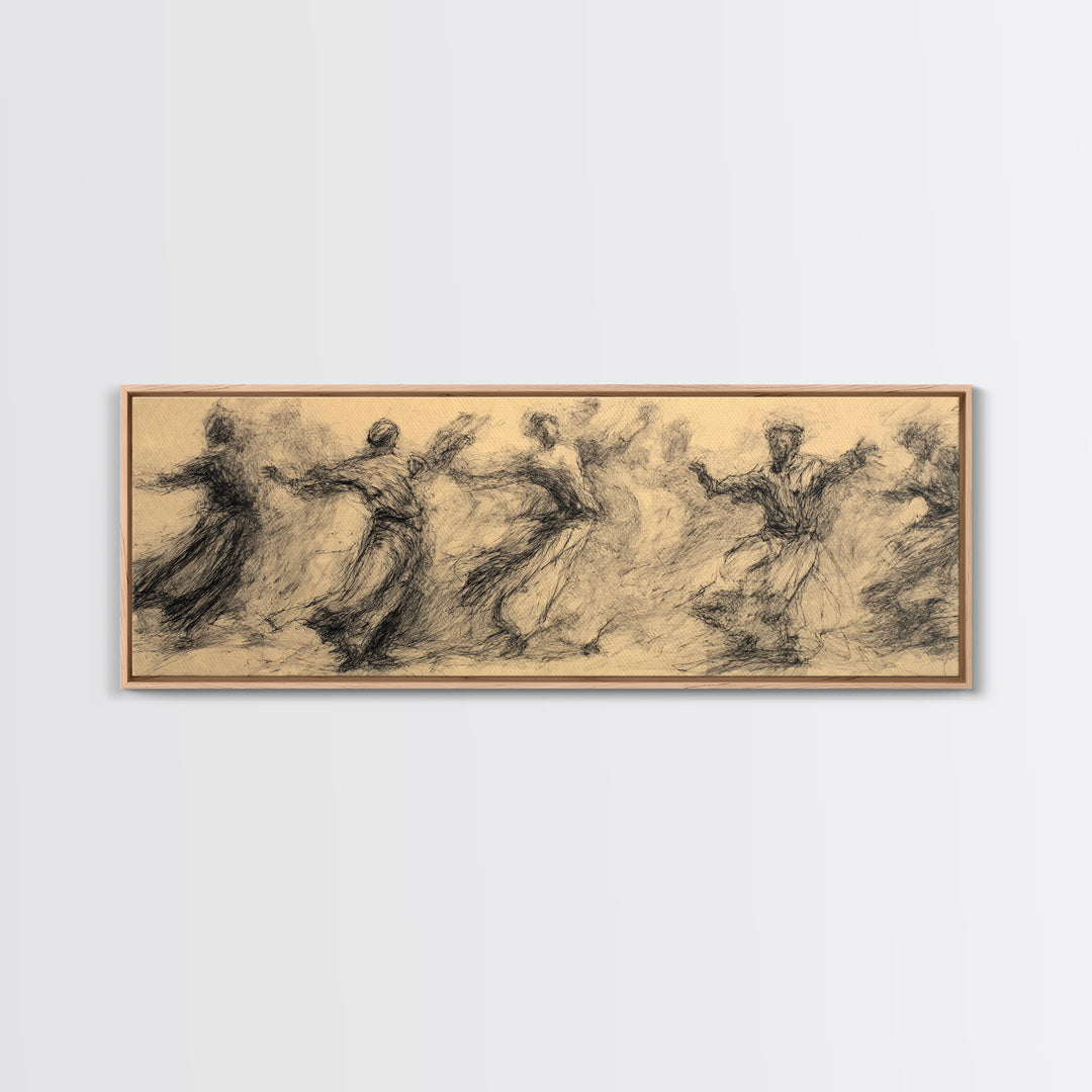 Flowing Traditional Dancers In Sepia Wall Art, African Women Art, Cultural Canvas Print, Boho Ethnic Home Decor Gift For Her