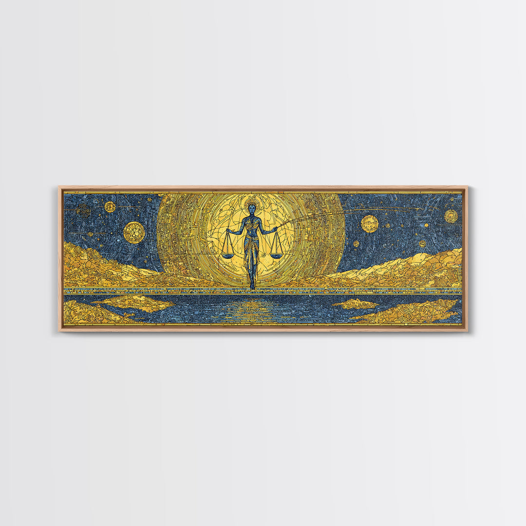 Golden Egyptian Goddess With Scales Wall Art, Ancient African Art, Black And Gold Desert Decor, Spiritual Cultural Wall Decor Gift