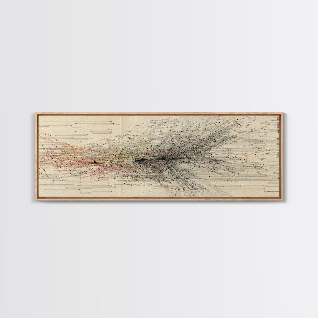 Abstract Migration Wall Art, Black And Red Particle Swarm, Minimalist Motion Drawing, Modern African Inspired Decor Canvas
