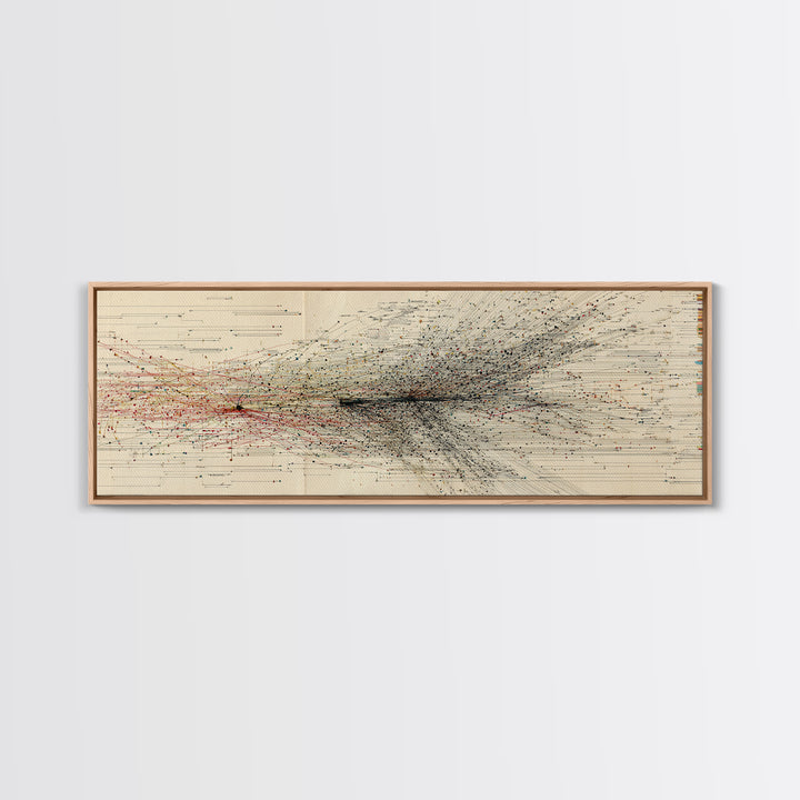 Abstract Migration Wall Art, Black And Red Particle Swarm, Minimalist Motion Drawing, Modern African Inspired Decor Canvas