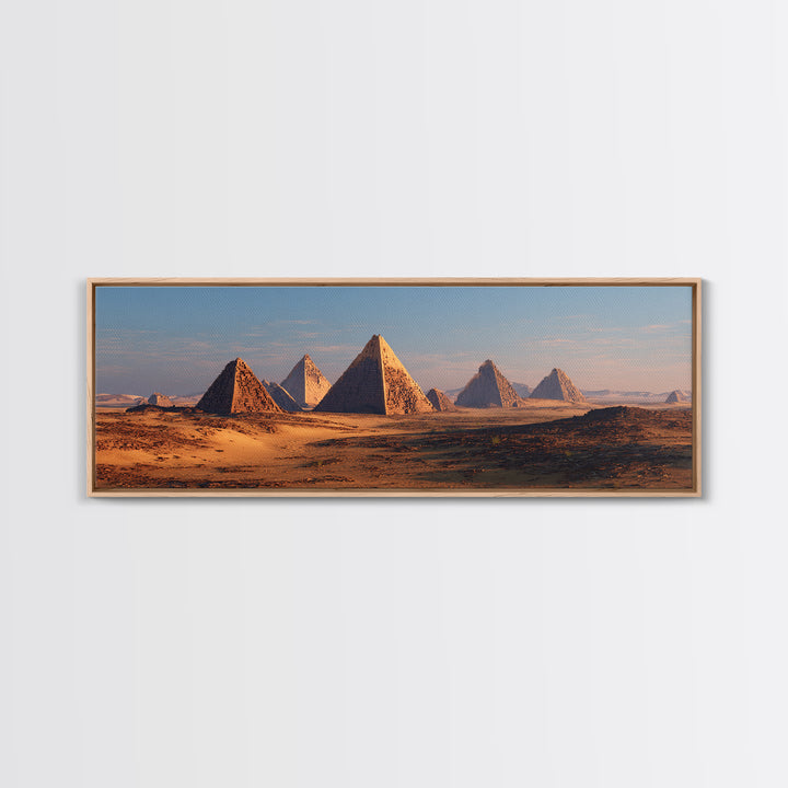 Golden Desert Pyramids At Dawn Canvas Print, African Egyptian Art, Ancient African Landscape, Safari Wall Decor Gift For Home