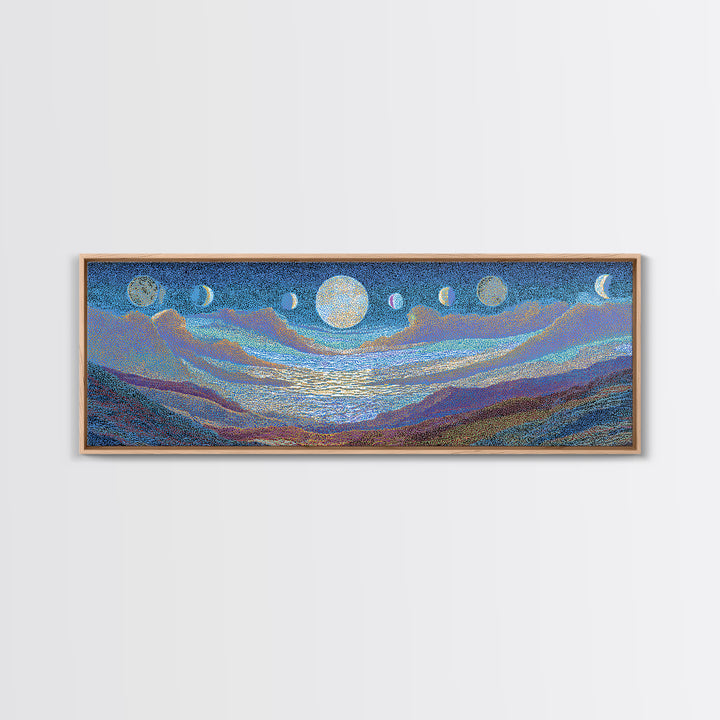 Blue Moon Phase Dreamscape Wall Art, Mystical Wall Art, Spiritual Home Decor, Dreamy Abstract Canvas Print, Blue Nature Scene Art