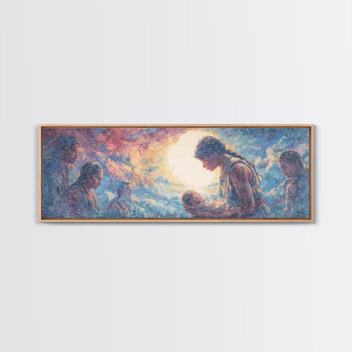 Tender Holy Family Nativity Wall Art, African American Art, Spiritual Black Family Portrait, Christian Home Decor Gift For Her