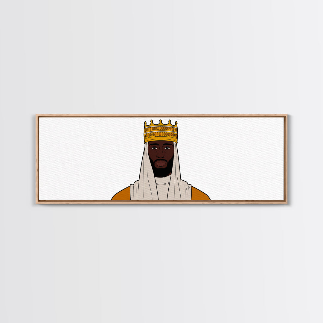 Crowned African King Portrait Canvas Print, Royal Black Man Wall Art, Minimalist Afrocentric Decor, Regal Home Gift For Him