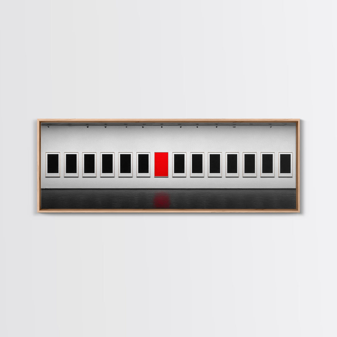 Red Frame Gallery Wall Art, Minimalist Museum Painting, Modern Abstract Wall Decor, Statement Piece For Living Room Home Decor Gift