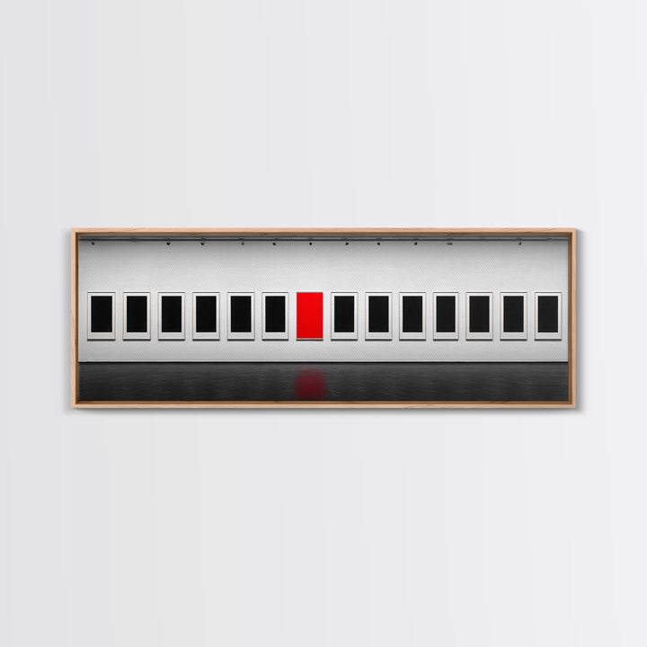 Red Frame Gallery Wall Art, Minimalist Museum Painting, Modern Abstract Wall Decor, Statement Piece For Living Room Home Decor Gift