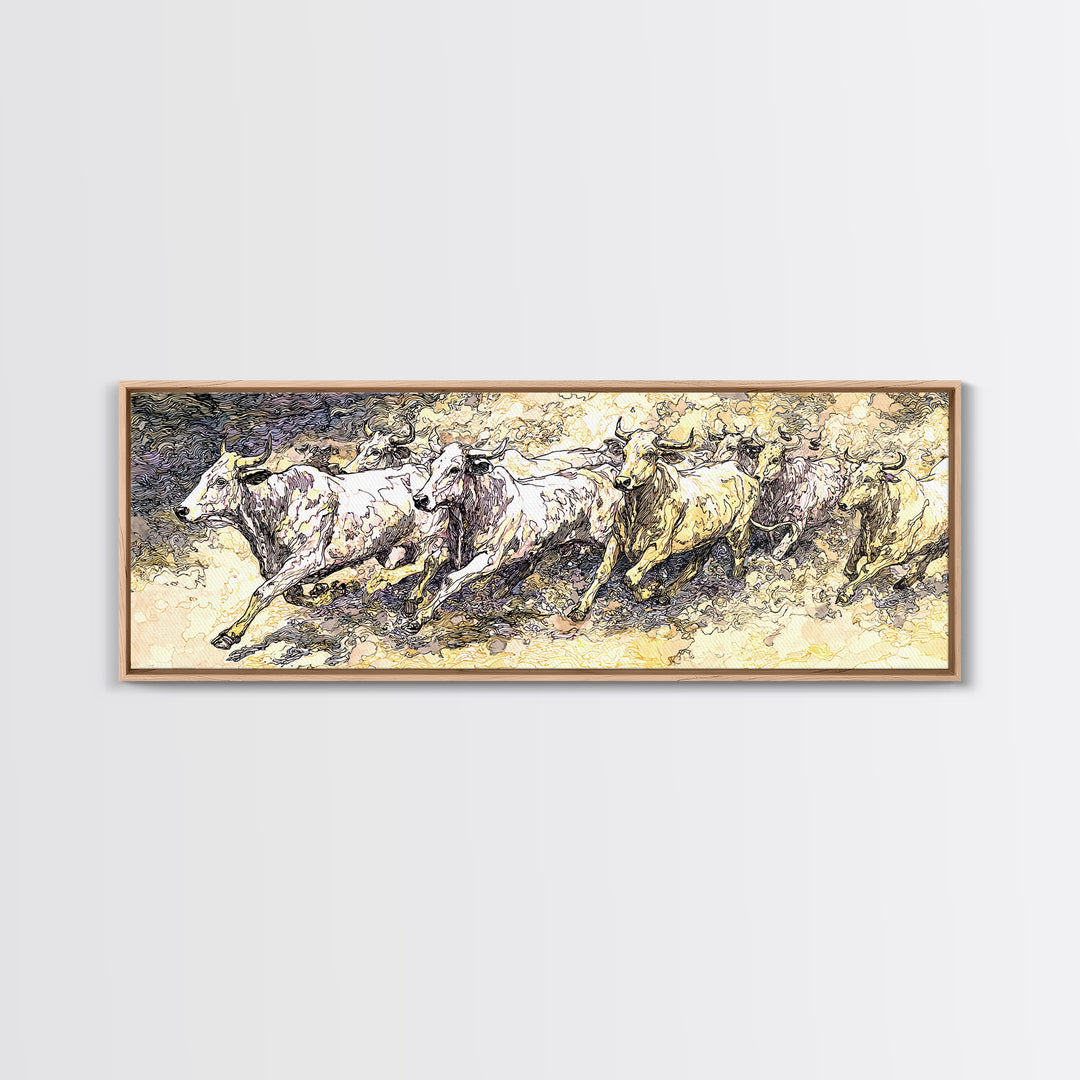 Galloping White Horses Canvas Print, Expressive Sketch Wall Art, Neutral Animal Artwork, Elegant Home Decor For Horse Lovers
