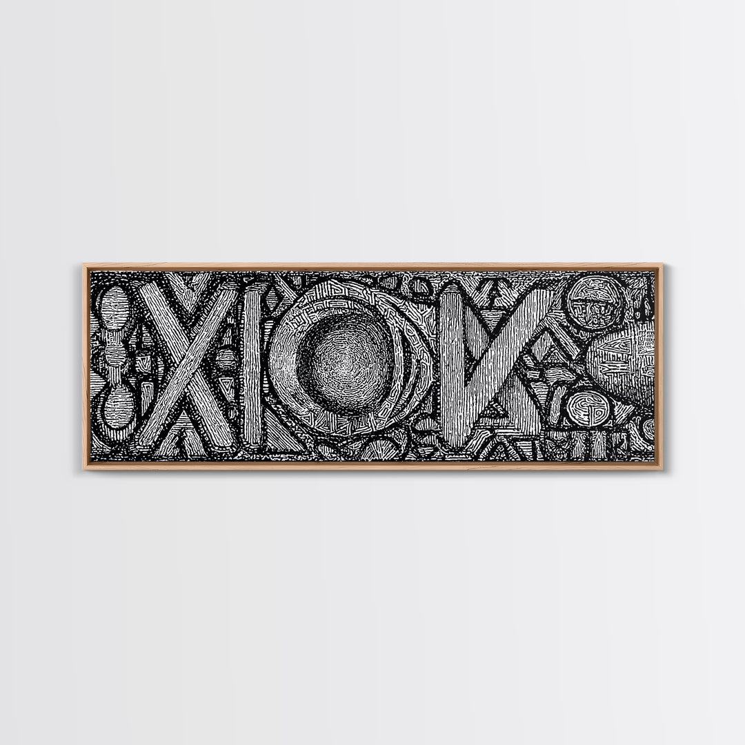Black And White Abstract African Texture Canvas Print, Tribal Geometric Wall Decor, Contemporary Afrocentric Art Print Gift