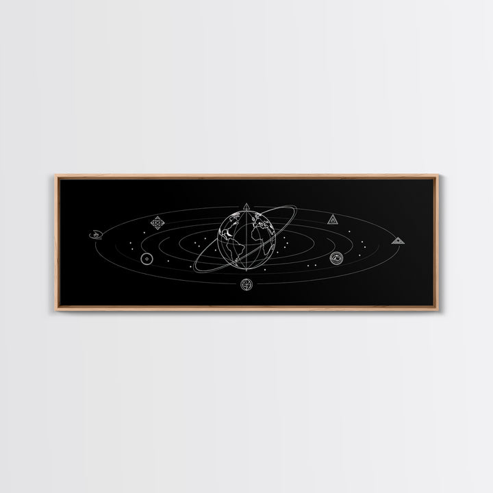Minimal Celestial Orbit Diagram Wall Art, Black And White Space Poster, Modern Astronomy Decor, Geometric Gallery Print Gift