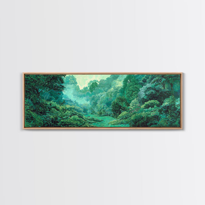 Misty Emerald African Rainforest Landscape Wall Art, Jungle African Safari Decor, Nature Scene Art, Green Living Room Decor
