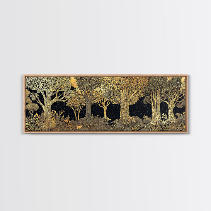 Black And Gold African Tree Forest Wall Art, Baobab Tree Print, Abstract African Art, Luxury Canvas Decor For Living Room
