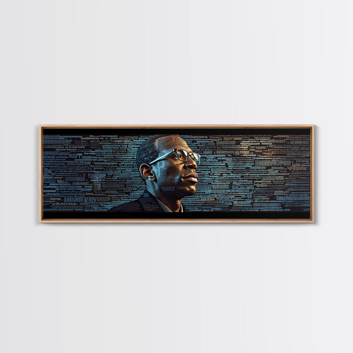 Black Man Portrait With Typographic Code Wall Art, Afrocentric Art, Modern Black Art, Office Decor, Digital Canvas Print