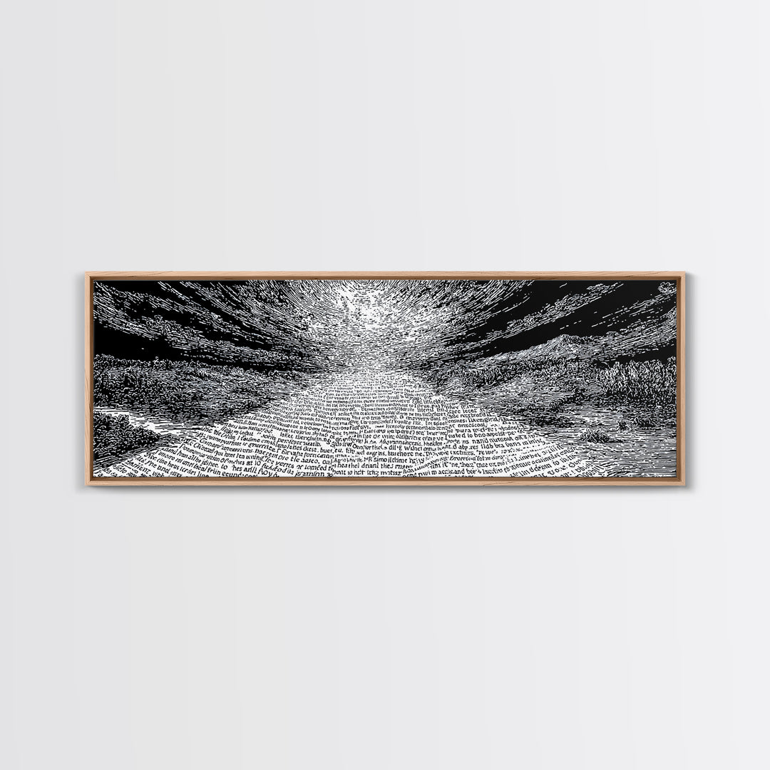 Monochrome Text Wave Abstract Wall Art, Black And White Art, Minimalist Canvas Print, Modern Office Decor, Statement Art