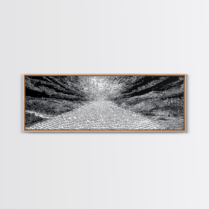 Monochrome Text Wave Abstract Wall Art, Black And White Art, Minimalist Canvas Print, Modern Office Decor, Statement Art