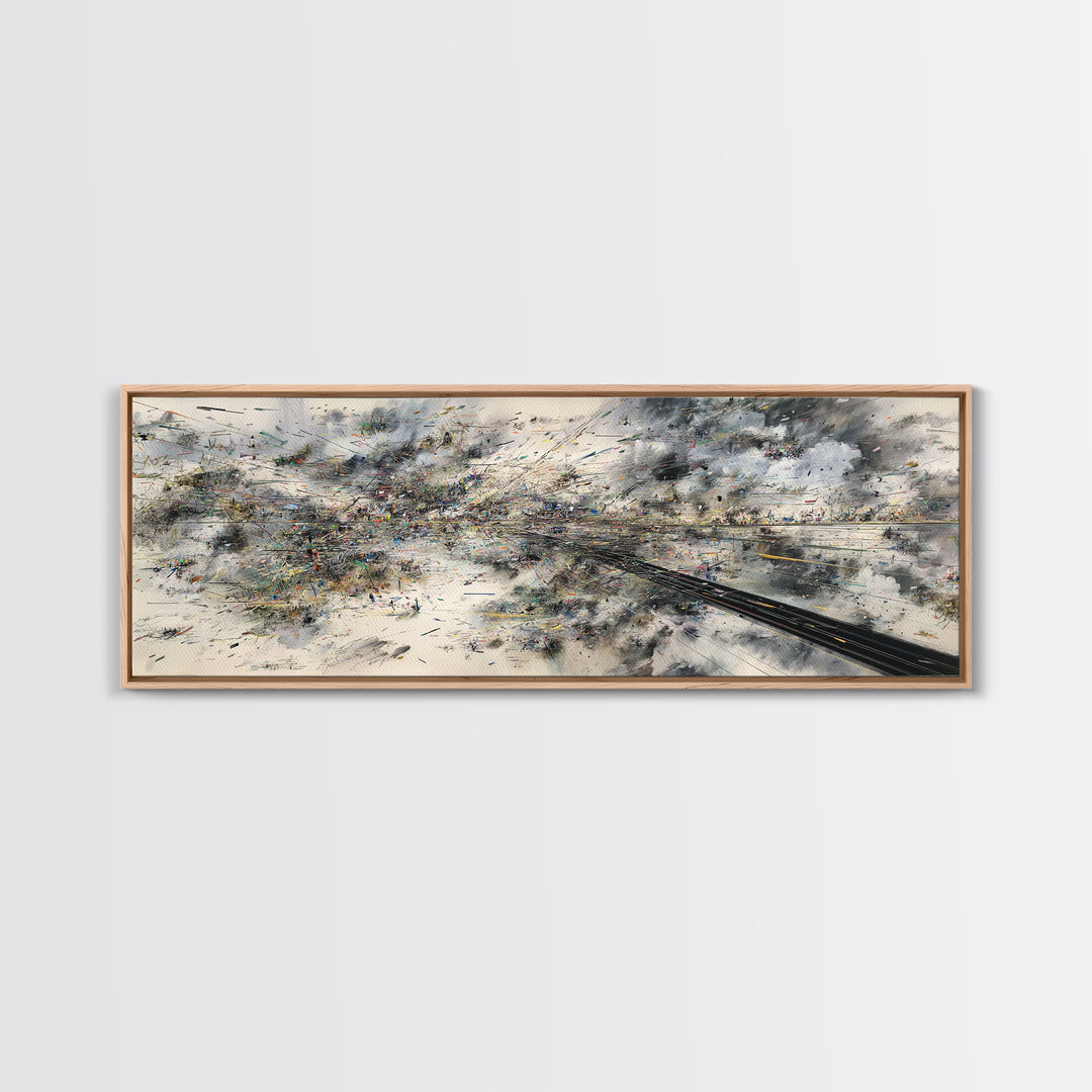 Abstract Aerial Rail Cityscape Wall Art, Urban Wall Art, Modern Canvas Print, Gray Black Statement Office Decor, Large Art