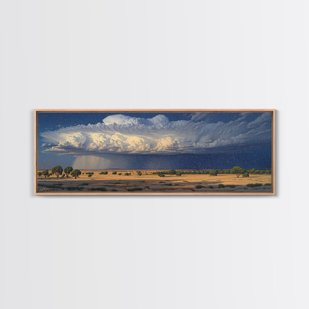 Savanna Storm Clouds With Acacia Trees Wall Art, African Safari Art, Serengeti Wall Art, Nature Scene Art, Living Room Decor